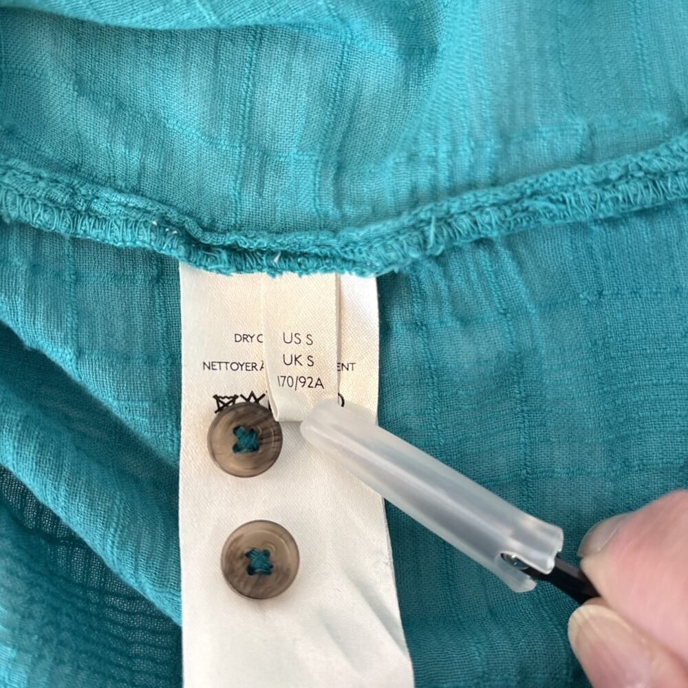 Pilcro Anthropologie Long Sleeve Button Up Blouse Sm Teal Swiss Dot Indie Boho - Picture 10 of 16